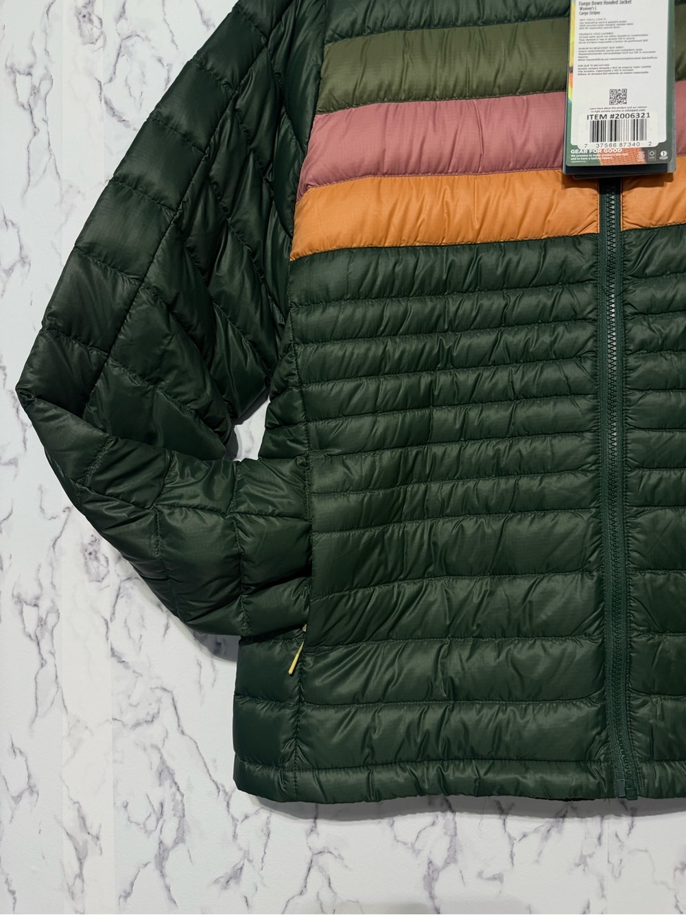 Cotopaxi Fuego 800 Fill Down Hooded Jacket Green Large NWT - Picture 4 of 14